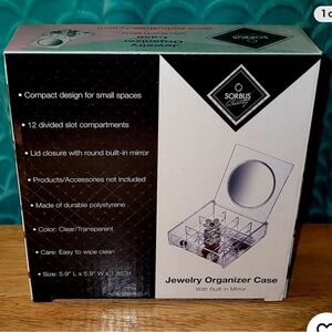 Clear Jewelry Organizer Case with Built-in Mirror